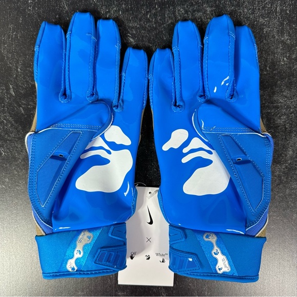 NIKE D TACK X OFF WHITE MENS FOOTBALL GLOVES SIZE LARGE BLUE KHAKI NEW - Picture 3 of 7